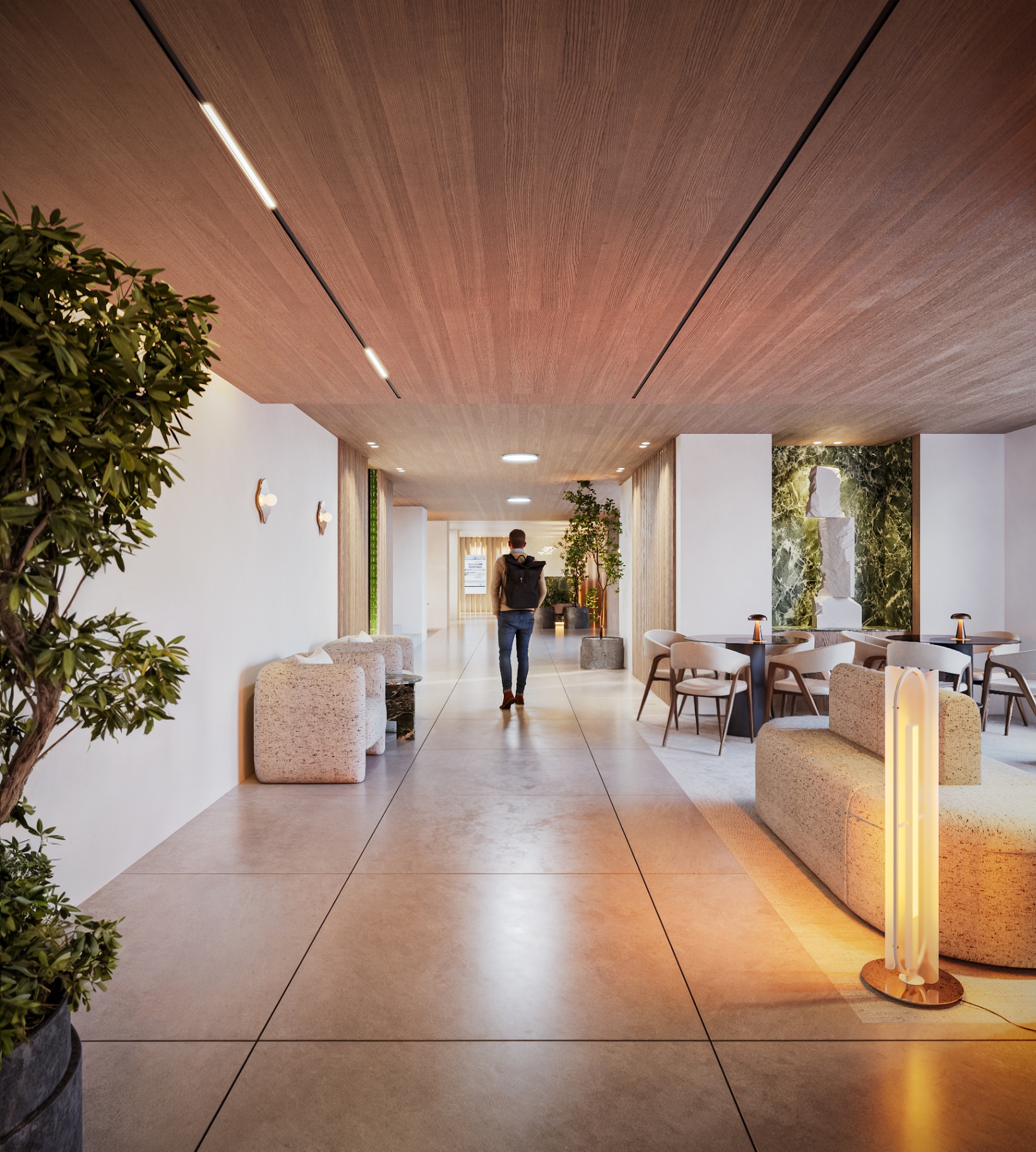 Chill zone — corridor & café seating