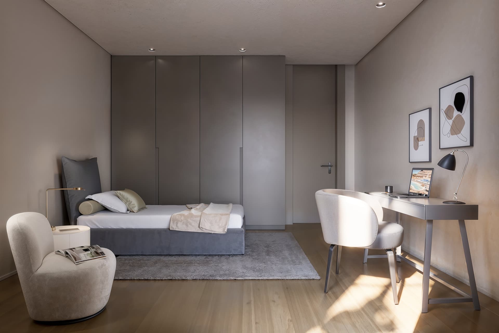 Secondary bedroom — integrated study desk