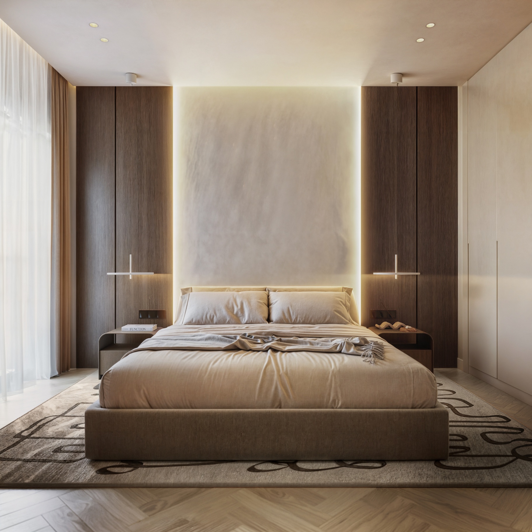 Second bedroom — backlit headboard