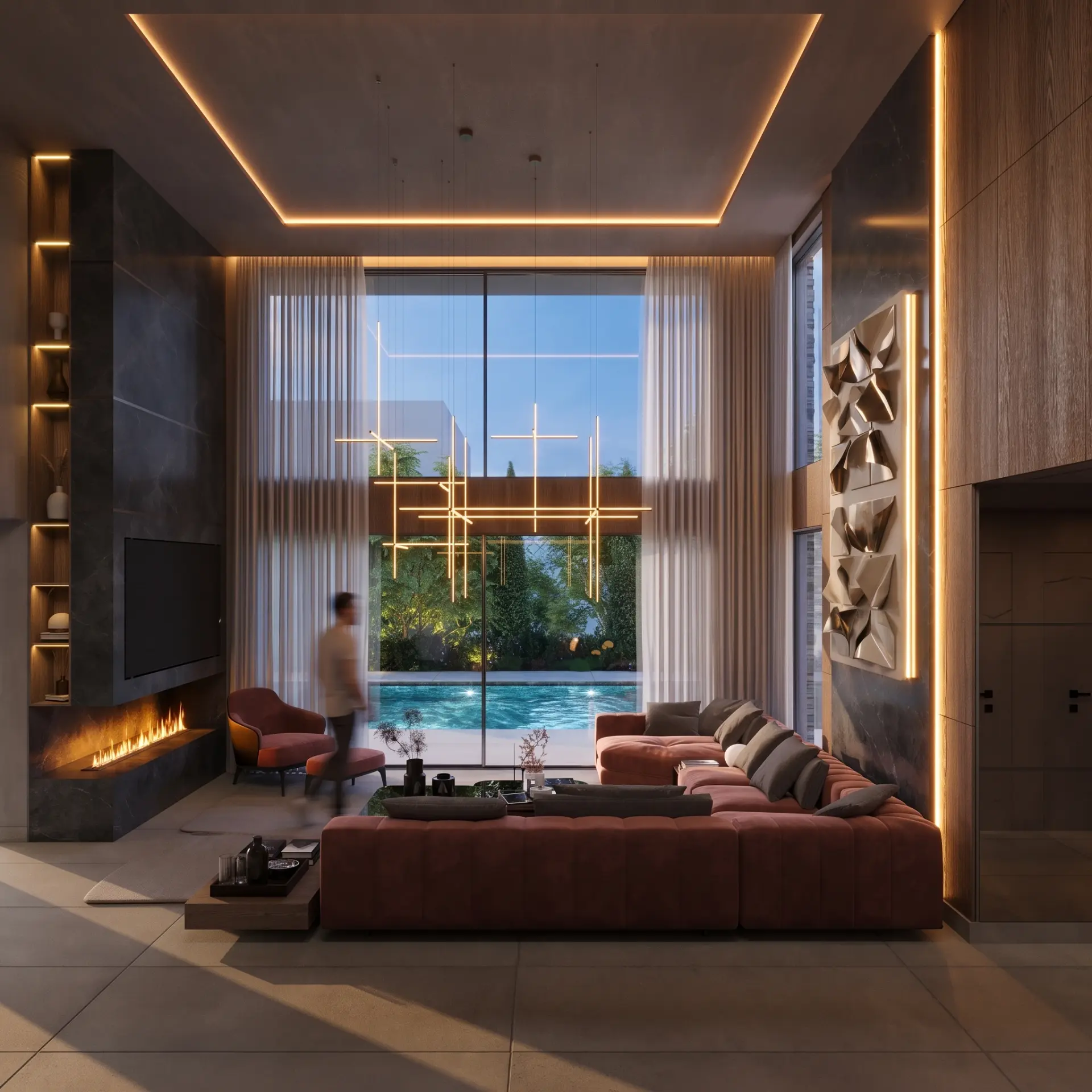 Nightfall Villa: An Interior Landscape of Light and Shadow