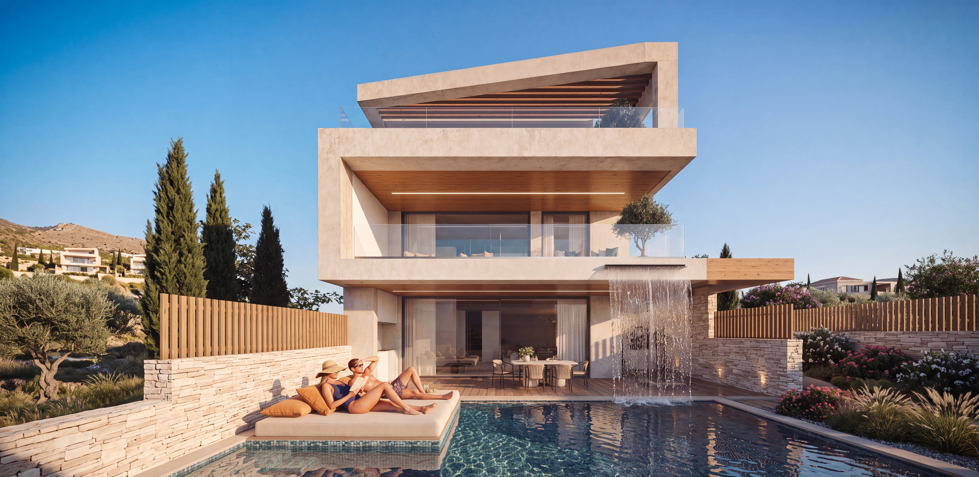 The Waterfall Villa: Fluid Boundaries — Villas αρχιτεκτονικός σχεδιασμός, Voula, Athens, Greece
