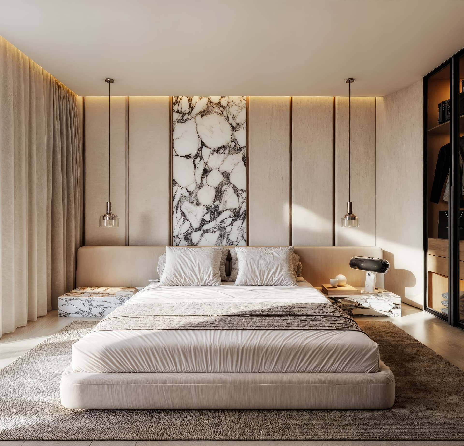 Master suite — back-lit marble