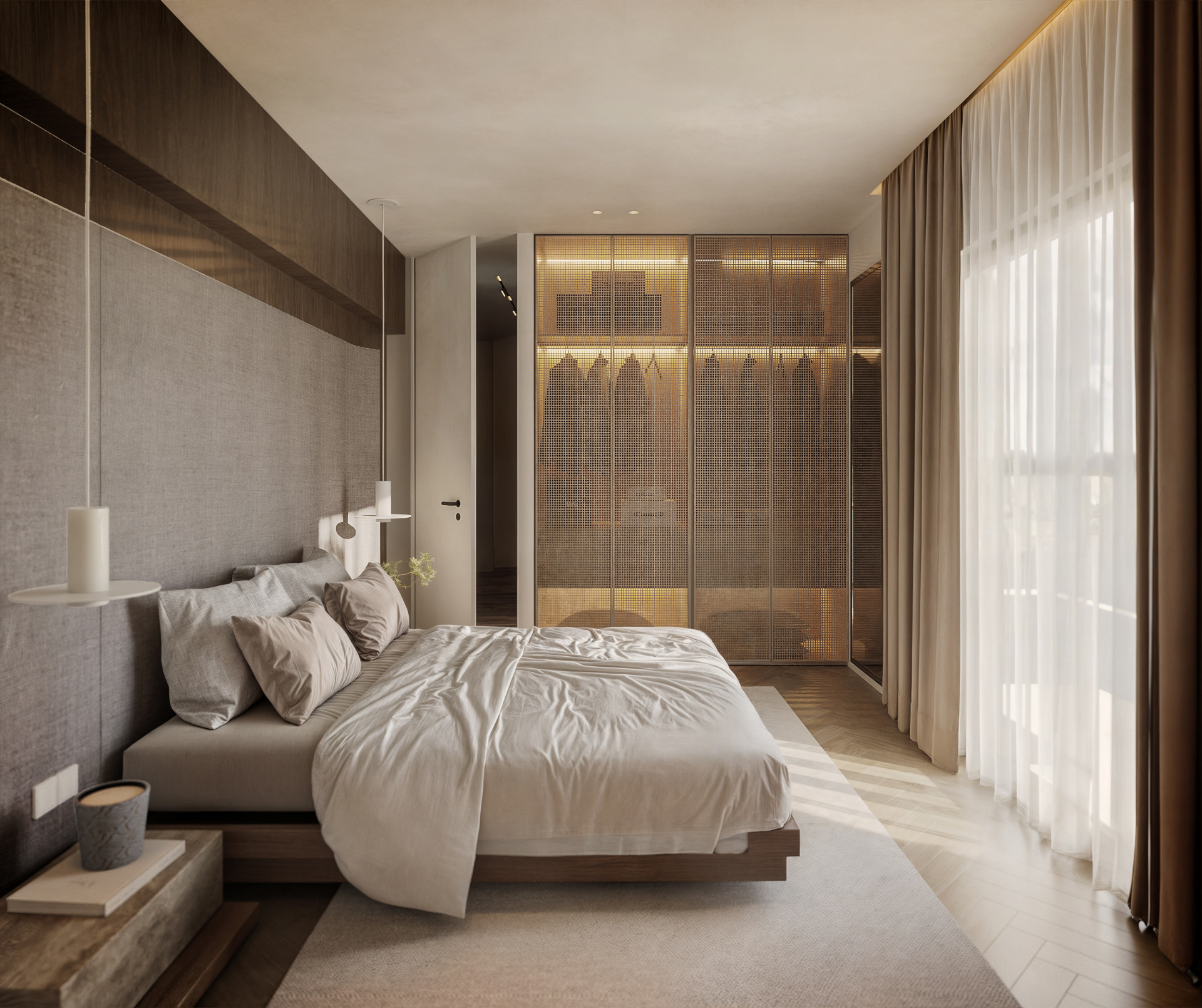 Master bedroom — perforated wardrobe