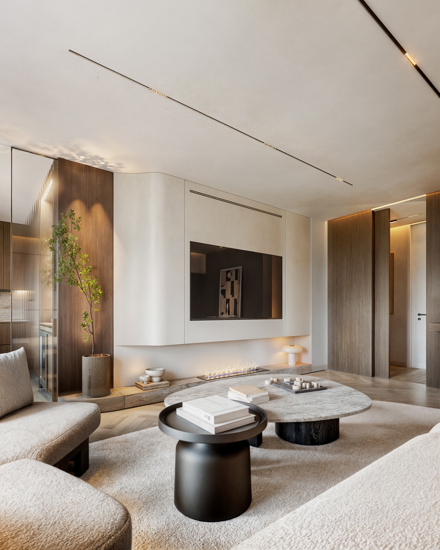 Living room — fireplace wall