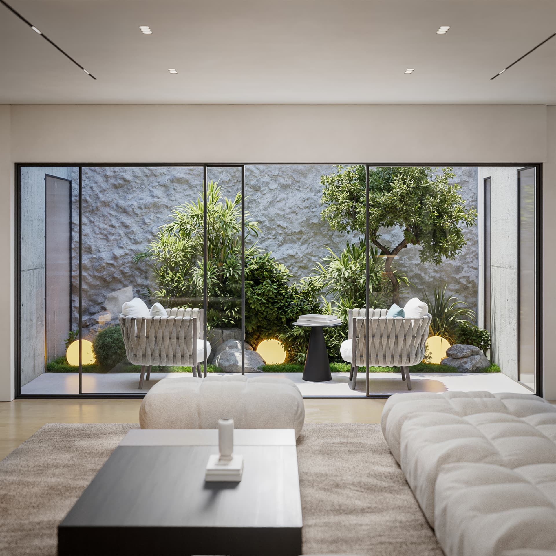 Biophilic atrium — framed nature