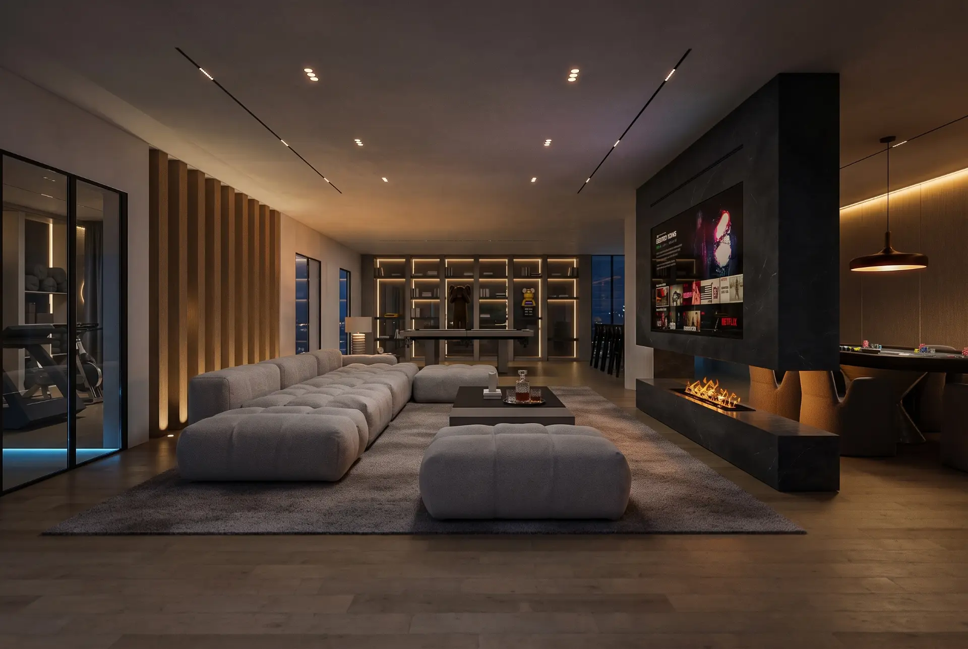 Evening lounge — subterranean retreat