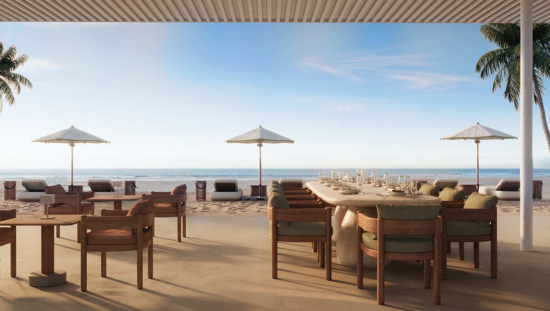 Dining terrace facing the open sea