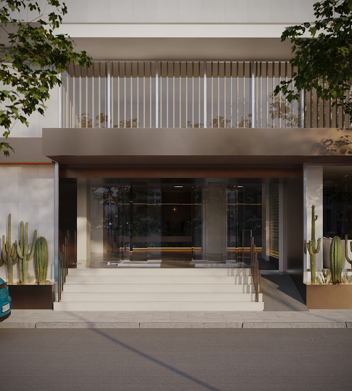 Entrance — street facade & bronze canopy