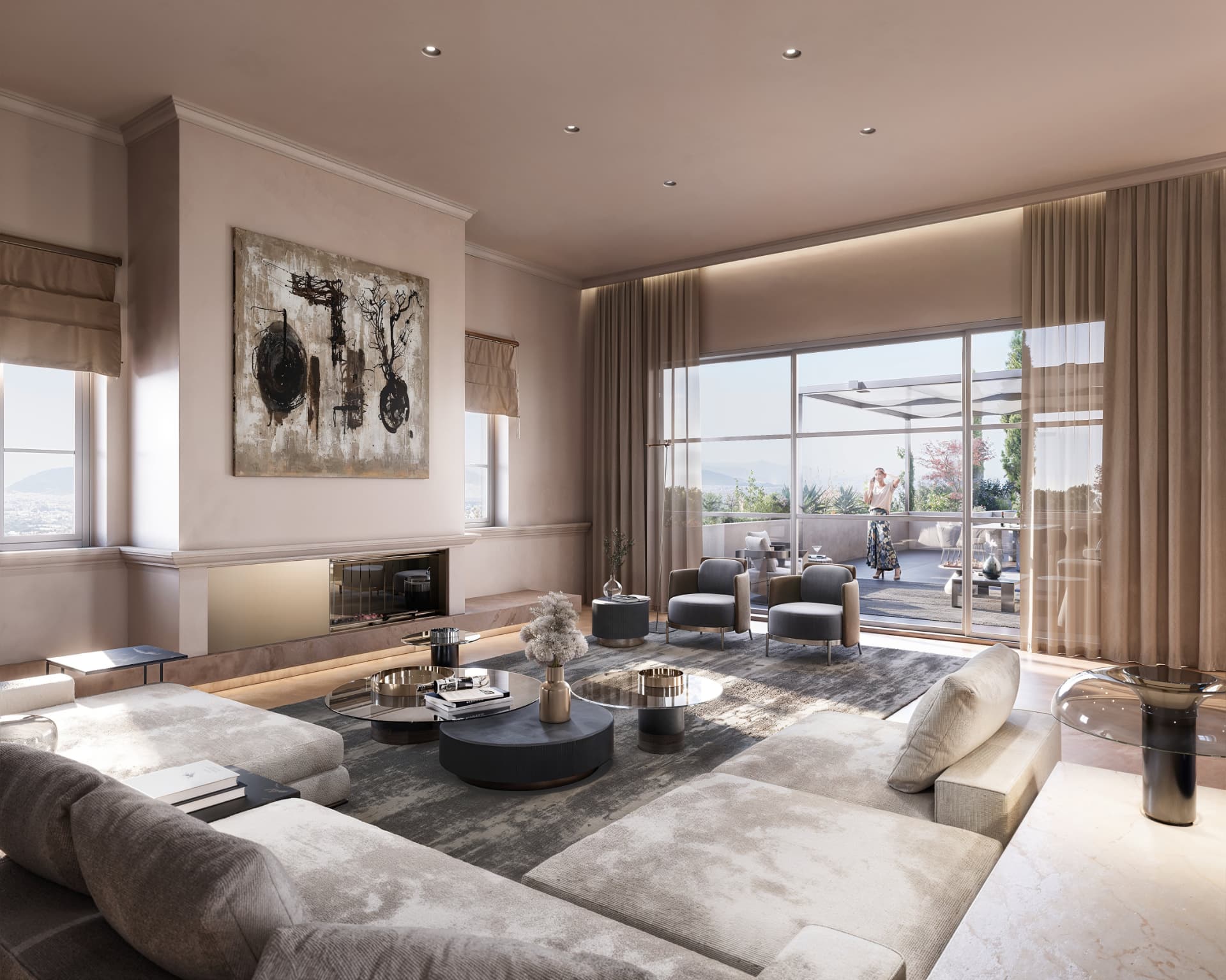 Living room — lounge opening to the terrace